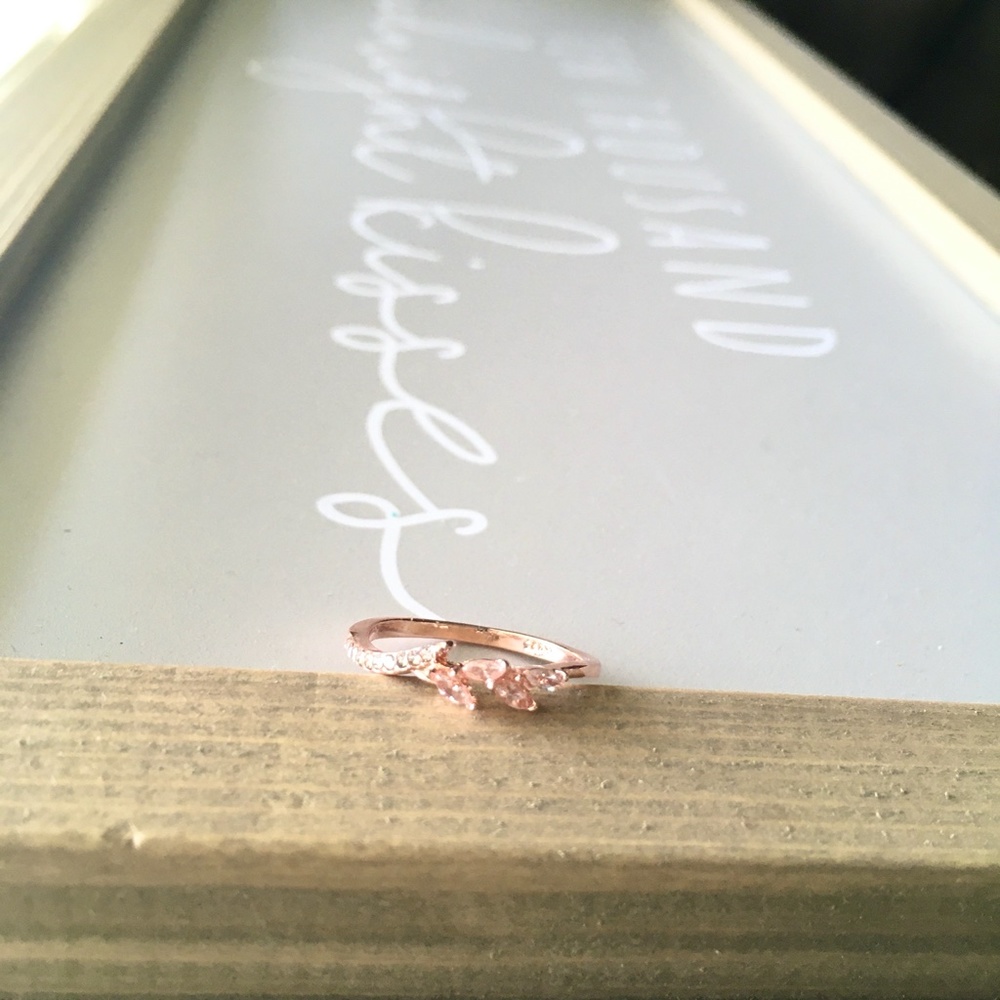 Rose Gold Simulated Diamond Ring - Picture 3 of 6